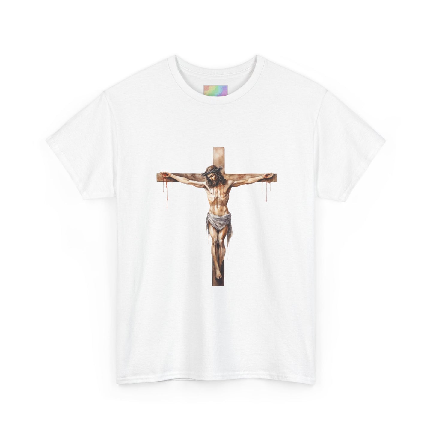 Jesus Loves You Unisex Heavy Cotton Tee/T-Shirt w/ Daily Bible Verse QR Code & Philippians 4:13