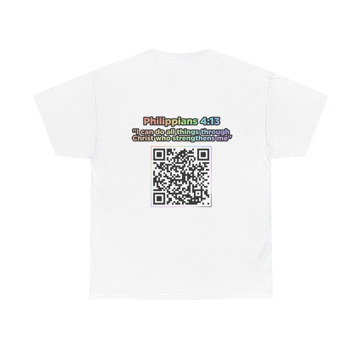 Jesus Loves You Unisex Heavy Cotton Tee/T-Shirt w/ Daily Bible Verse QR Code & Philippians 4:13