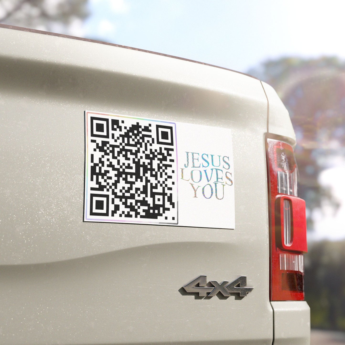 Jesus Loves You Car Magnet W/ Daily Bible Verse QR Code