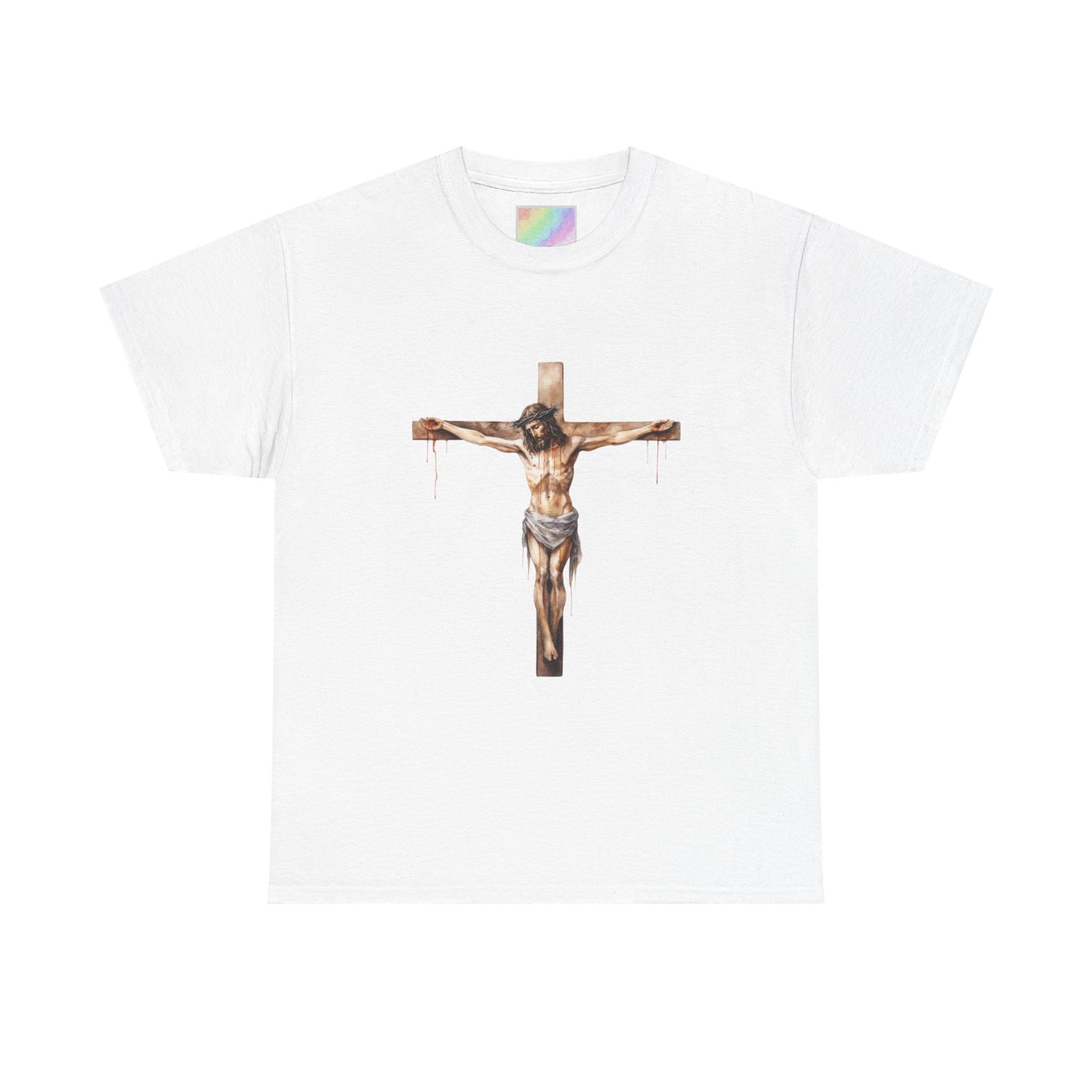 Jesus Loves You Unisex Heavy Cotton Tee/T-Shirt w/ Daily Bible Verse QR Code & Philippians 4:13