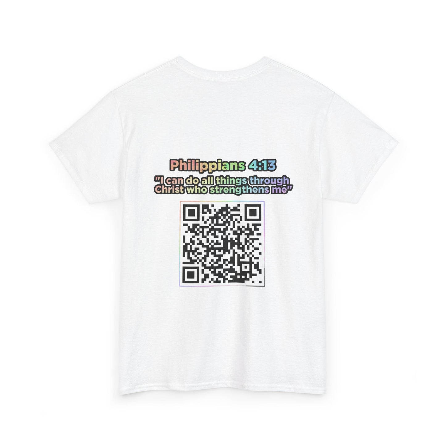 Jesus Loves You Unisex Heavy Cotton Tee/T-Shirt w/ Daily Bible Verse QR Code & Philippians 4:13