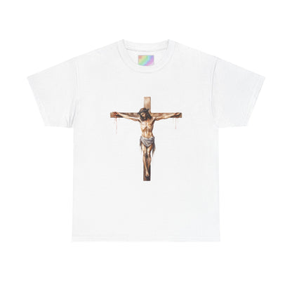 Jesus Loves You Unisex Heavy Cotton Tee/T-Shirt w/ Daily Bible Verse QR Code & Philippians 4:13